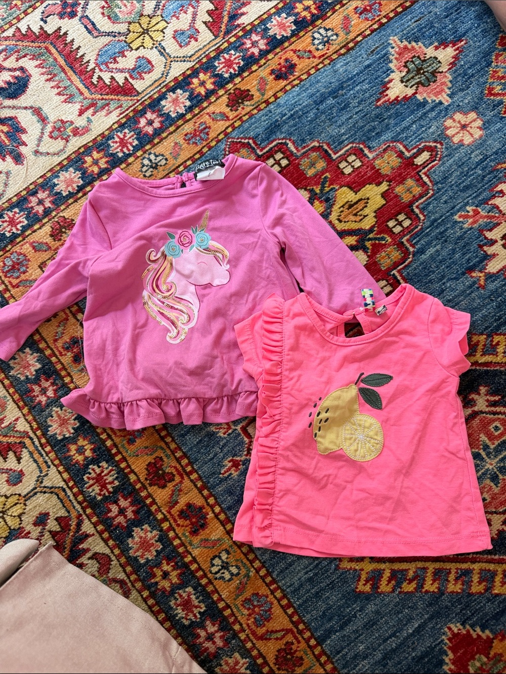 Rare Editions Pink Unicorn & Lemon Pajama Tops